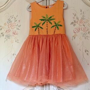 Peek Girls’ 6-7Y Sleeveless Palm Trio Sequined Tulle Dress